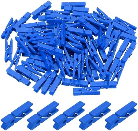 uxcell 200 Pcs Wooden Clothespins, 1.4 Inch Clothes Pins Wooden Colored Small by uxcell