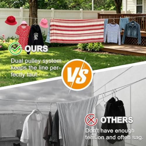 Retractable Clothesline Outdoor, 40FT Wire Ropes - Image 5