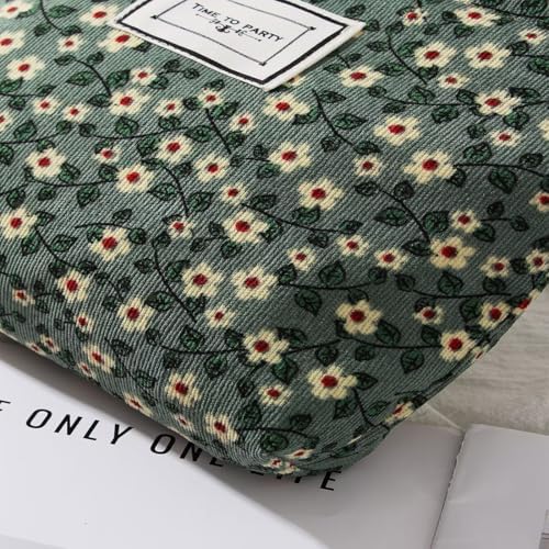 Floral Makeup Bags for Women, Large Canvas Cosmetic Pouch for Purse - Image 5