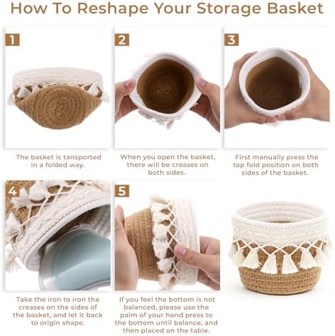 Macrame Makeup Brush Holder Organizer Mini Storage Basket Boho Decor Basket - Image 3