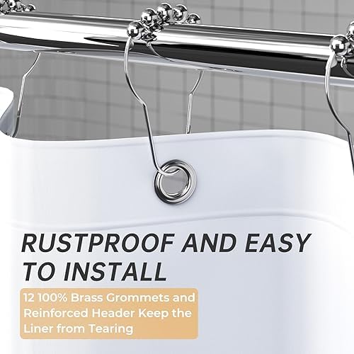 AmazerBath Plastic Shower Curtain, 72 x 65 Inches PEVA Heavy Duty White Shower - Image 5