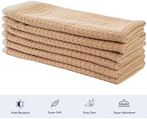CRAFTSWORTH Cotton Kitchen Towels15 x 26" Solid Tan Kitchen Hand Towels - Image 6