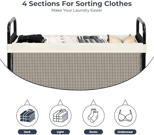 STO STO Laundry Hamper 4 Section, 140L Rolling Laundry Sorter Cart - Image 6