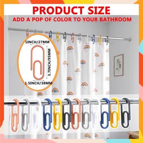 CroBlissful Bohemian Color 12 Pcs Jumbo Paper Clips Shower Curtain Hooks Rings - Image 4