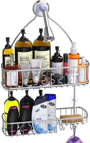 Simple Houseware Stainless Steel Hanging Shower Head Caddy Organizer - Image 2