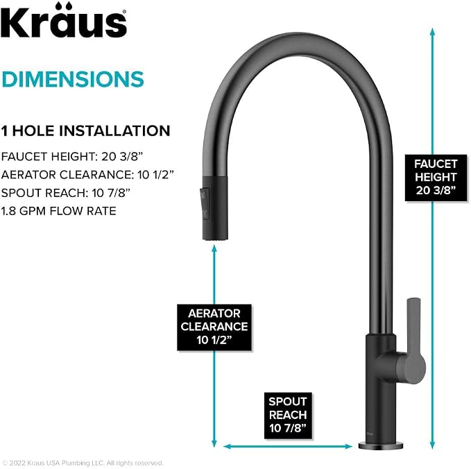 KRAUS Oletto High-Arc Single Handle Pull-Down Kitchen Faucet in Matte - Image 6