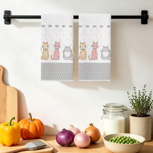 Jztco 2 Pcs Cute Cat Kitchen Towels, Cat Gifts Reusable Hand Towels - Image 4