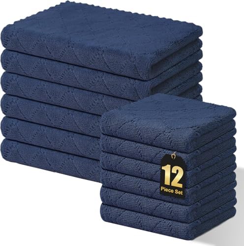 Homaxy Super Soft 12 Pack Kitchen Towels and Dishcloths Set by Homaxy
