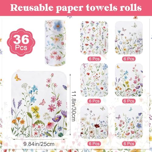 IANFEPH 36 Pcs Reusable Paper Towels Roll Paperless Cotton Cloth 9.8" X 11" - Image 4