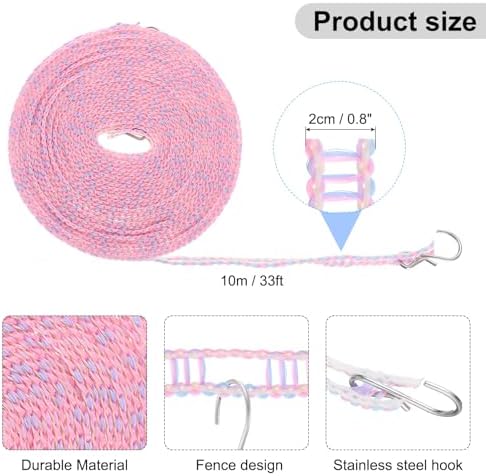 uxcell Windproof Clothesline, 10M 33ft Plastic Non-Slip Clothes Drying Rope - Image 2