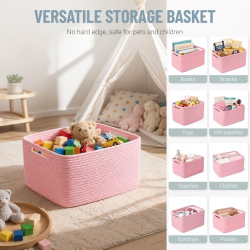5 Pack Woven Storage Baskets, Decorative Storage Bins - Image 5