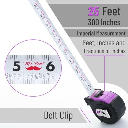 Mr. Pen- Retractable Tape Measure 25 ft, Pastel Purple, Easy Read - Image 3