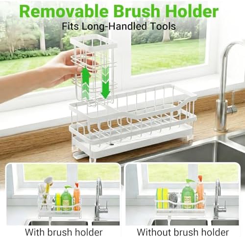 Sponge Holder for Kitchen Sink, Rustproof Sink Caddy Organizer - Image 6