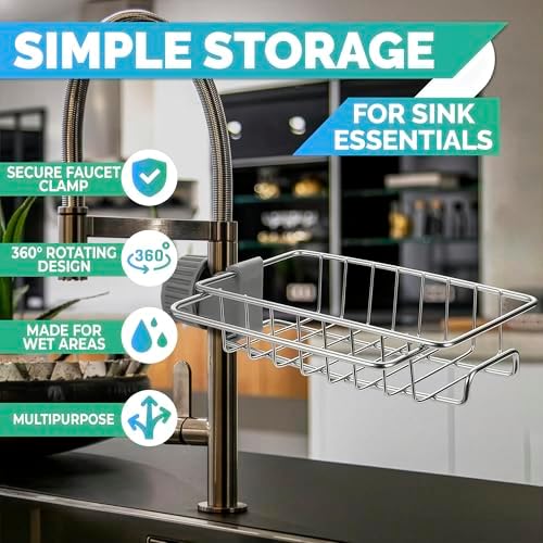 Kitchen Sink Faucet Organizer, 6.77 in, Fits 0.59-1.18 in Pipes - Image 4