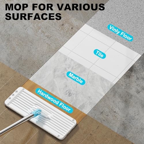 Mop and Bucket Set, Mops for Floor Cleaning Turquoise-Cyan, Squeeze Flat Mop - Image 3
