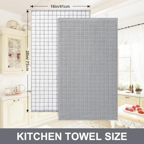 Homaxy Large Premium Cotton Kitchen Towels 16"x 28", 4 Pack, Light Grey - Image 5