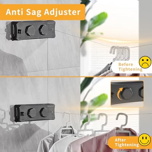 Retractable Clothesline, 16.7 Ft Stainless Wire Double Clothes Line - Image 3