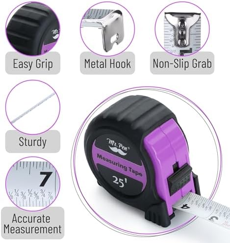 Mr. Pen- Retractable Tape Measure 25 ft, Pastel Purple, Easy Read - Image 4