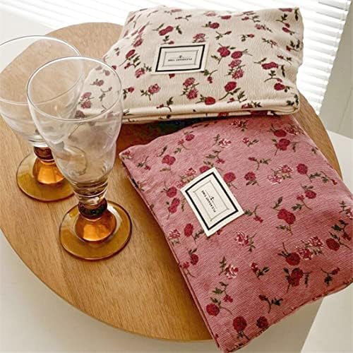 Cosmetic Bags for Women, Large Floral Makeup Bag for Purse, Dark Red Rose - Image 5