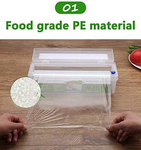Plastic Wrap Dispenser, Slide Cutter 12‑Inch Cling Wrap Set - Image 2