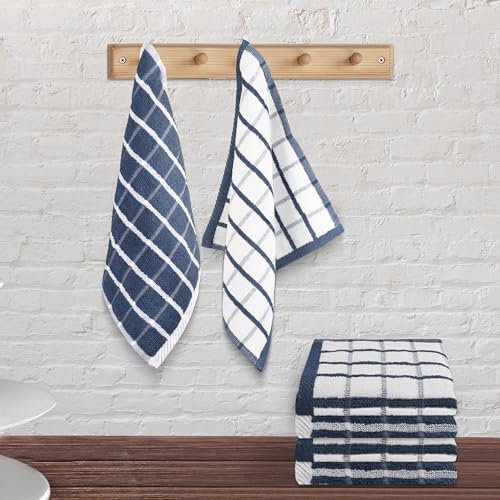 Urban Villa Kitchen Towels Cotton Dish Towels 12”x12” Blue White - Image 3