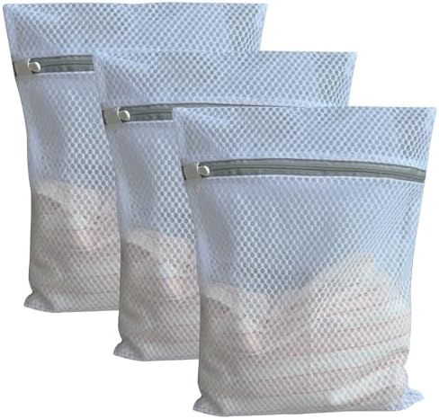 3Pcs Mesh Laundry Bags Durable Zipper Wash Bags by monochef