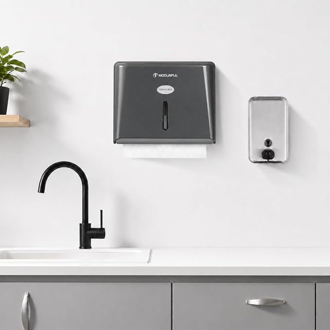 modunful Wall-Mounted Paper Towel Dispenser: Built-in Sample Towel – ABS Wall - Image 2