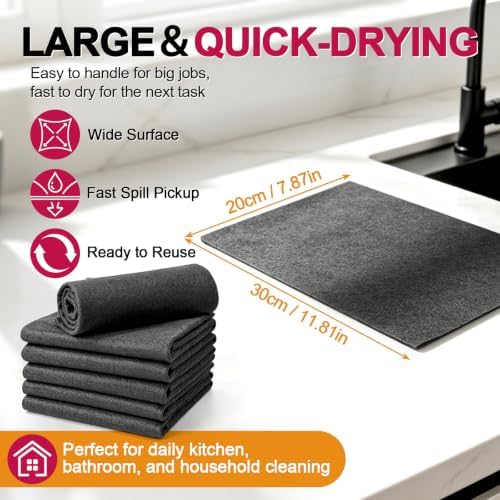 Magic Cleaning Cloth 6 Pack, 12 x 8 Inch Microfiber Cleaning Cloths - Image 6