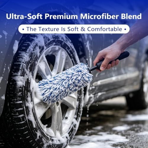 OJJ 2026 New 2pcs Long Handle Microfiber Wheel Brush Car Duster Exterior - Image 6