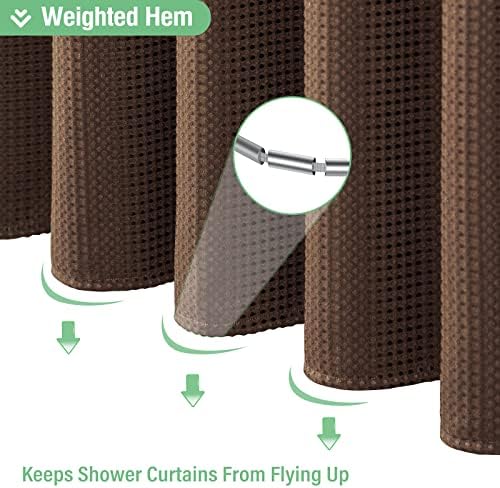 Dynamene Long Waffle Shower Curtain 256 GSM Heavy Fabric 72x78 Brown - Image 5