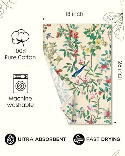 Miss Adola 150GSM Flour Sack Kitchen Towels Set of 2, Bird on Branch - Image 4