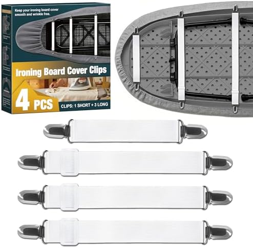 4 Pack Ironing Board Cover Clips, Adjustable Elastic Fasteners by LVYSHOW