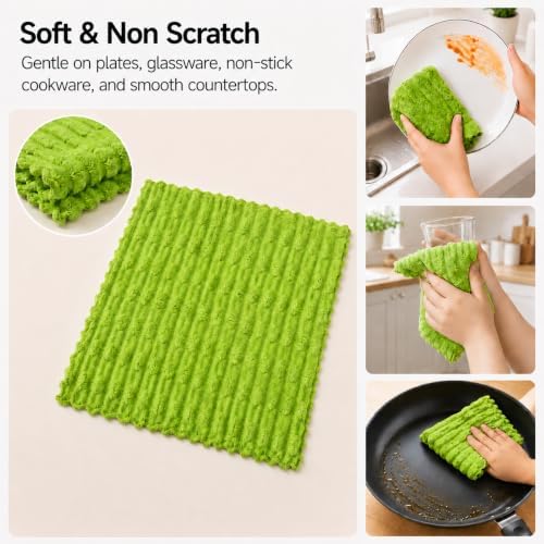 kimteny Microfiber Dish Cloths for Washing Dishes 18 Pack, Lime Green - Image 4