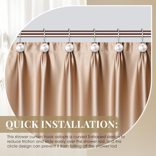 Threehoney 12 Pcs Cute Shower Curtain Hooks Shower Curtain Ring - Image 5