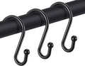 Black Decorative Shower Curtain Hooks 5mm Metal Wire 12PCS S Hooks Shower by EleCharm
