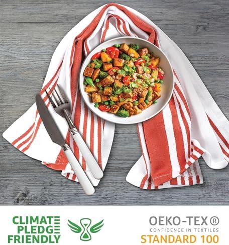 Urban Villa Kitchen Towels Cotton Dish Towels 20”x30” Rust White - Image 2