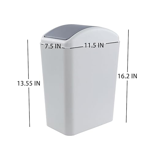 3 Packs 4.5 Gallon Plastic Trash Can with Swing Top Lid, Waste Bin for Kitchen, Bedroom, Bathroom, Grey