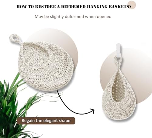 Hanging Fruit Baskets for Kitchen, 3 Pack Handwoven Wall Baskets - Image 4