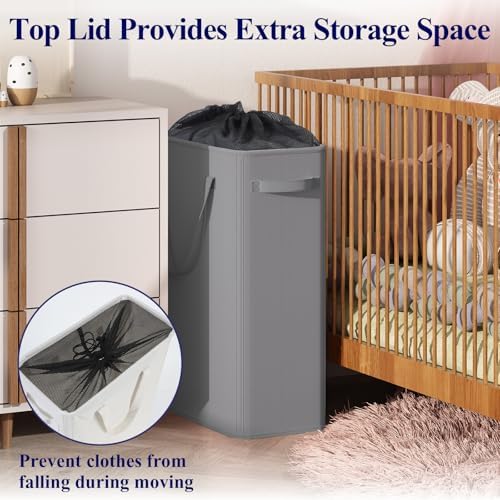 Optish 50L Slim Laundry Hamper, Small Laundry Hamper - Image 7