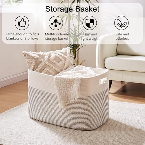 OIAHOMY 108L Extra Large Blanket Basket Dog Toy Basket Black/White - Image 4