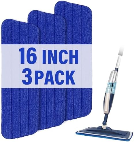 16.5" Microfiber Mop Pads Refills, 3 Pack Reusable Replacement Heads by PANDAGRIP