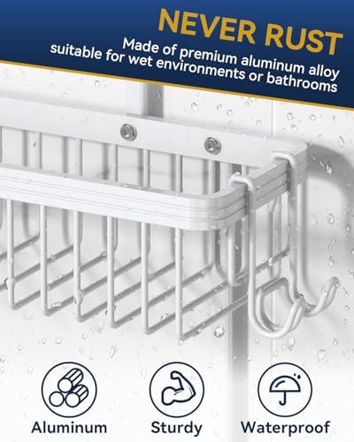 YASONIC Never Rust Shower Caddy Hanging, Aluminum Shower Racks - Image 4