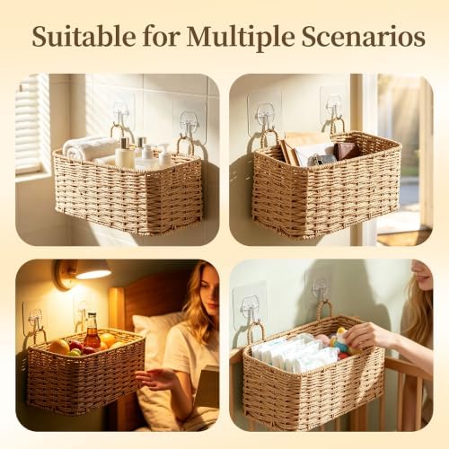 Woven Wall Baskets Set of 3, Boho Wicker Hanging Organizer 3 Sizes - Image 5