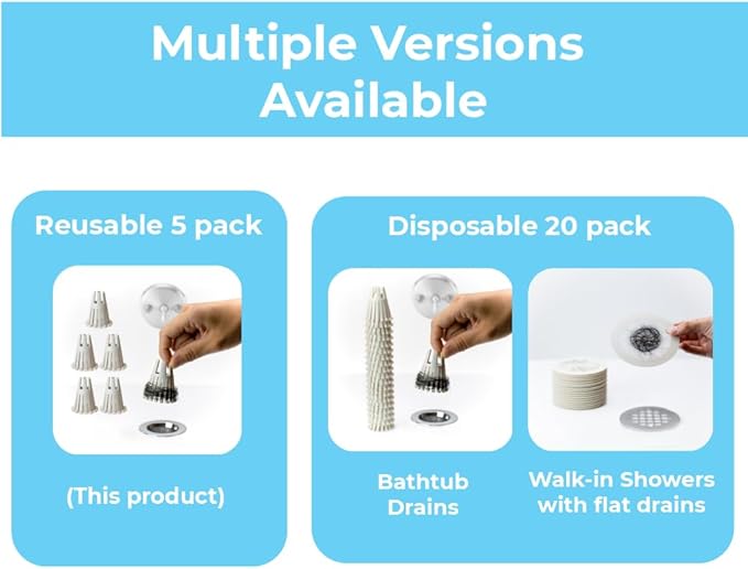 TubClaw 5-Pack Hair Catcher Strainer Drain Protector Trap - Image 2
