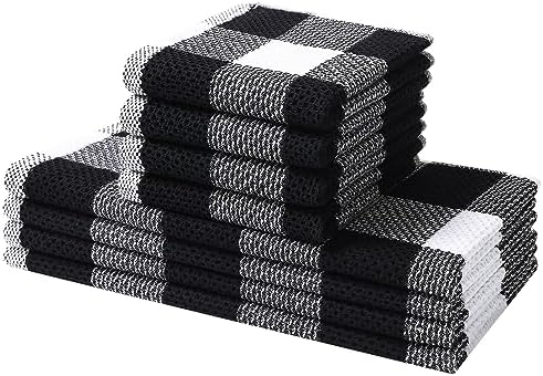 Mordimy 8 Pack Kitchen Towels and Dishcloths Set by Mordimy