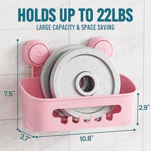TAILI Shower Caddy Suction Cup, Bathroom Organizer Shelf Pink - Image 4