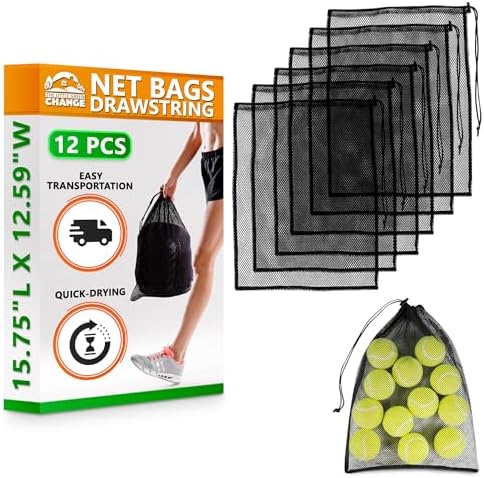 12 Pcs Mesh Laundry Bags Drawstring, 12.6x15.5 In by TheLittleGreenChange