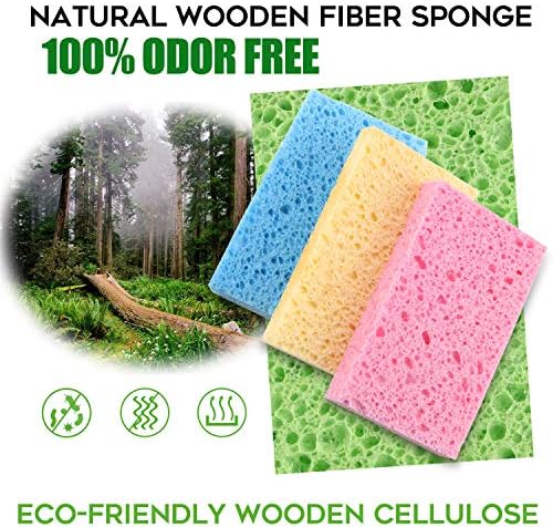Compressed Cellulose Kitchen Sponges 24Pack, Non-Scratch Biodegradable Natural - Image 2