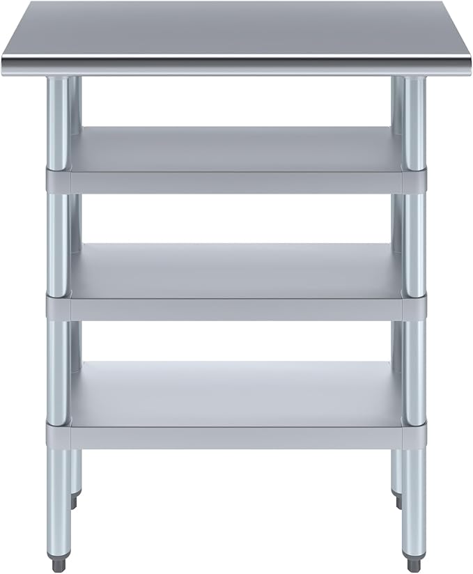14 in. x 30 in. Stainless Steel Work Table with Three Bottom Shelves | NSF Kitchen Prep Table | Utitly Metal Table