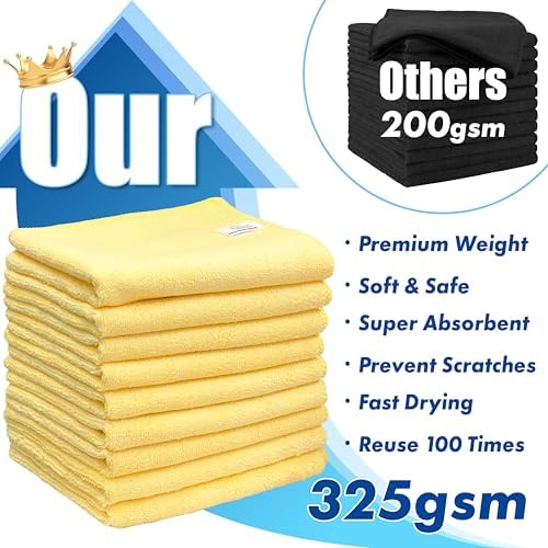 Simple Houseware 16" x 24" Microfiber Cleaning Towels, Heavy Duty 9 Pack - Image 3